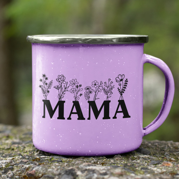 Metalinis puodelis "Mama - laukų gėlė"