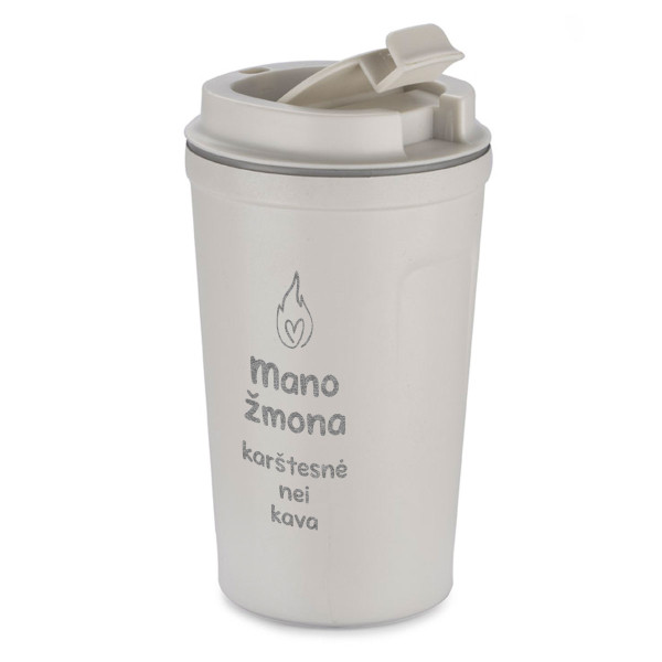 Metalinis termopuodelis "Mano žmona kaštesnė nei kava" (400ml)