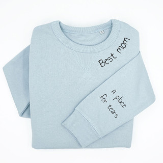 UNISEX pastelinis "Sully" džemperis "Best mom" su spauda ant rankovės