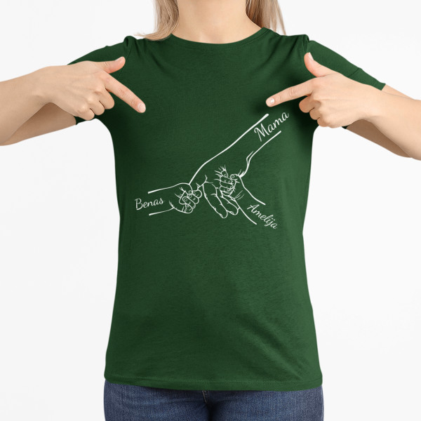 Moteriški marškinėliai "Mama ir vaikai" su pasirinktais vaikų vardais