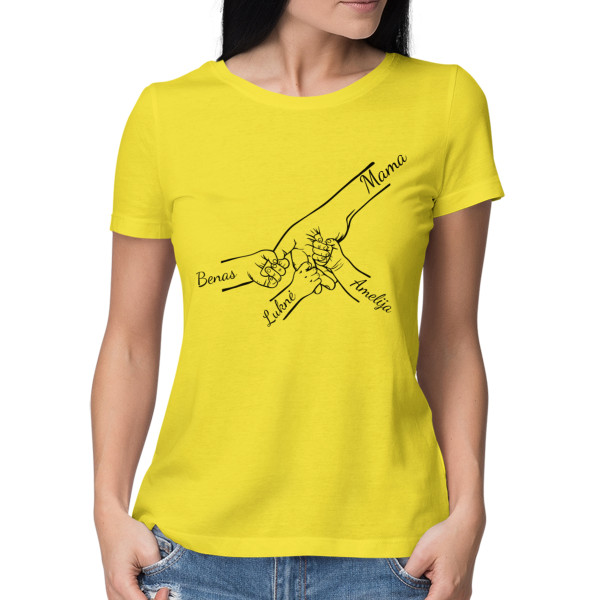 Moteriški marškinėliai "Mama ir vaikai" su pasirinktais vaikų vardais