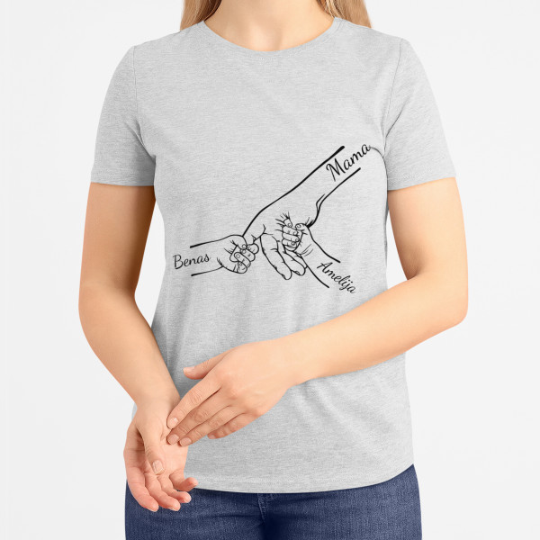 Moteriški marškinėliai "Mama ir vaikai" su pasirinktais vaikų vardais