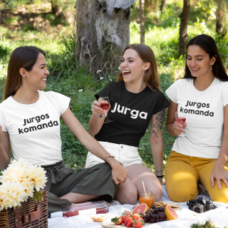 Moteriški marškinėliai "Nuotakos komanda" su Jūsų pasirinktu vardu