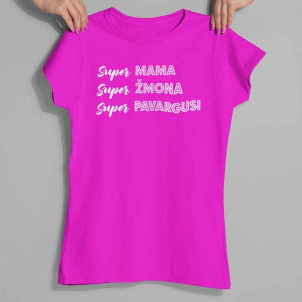 Moteriški marškinėliai "Super mama apibūdinimas"