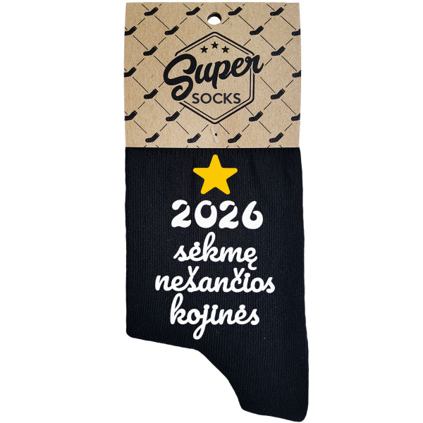 Moteriškos kojinės "2026 metais sėkmę nešančios kojinės" Moteriškos kojinės "2026 metais sėkmę nešančios kojinės"