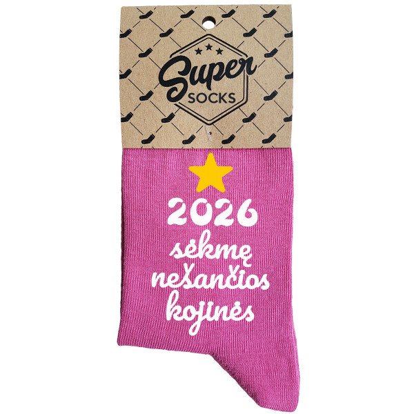 Moteriškos kojinės "2026 metais sėkmę nešančios kojinės" Moteriškos kojinės "2026 metais sėkmę nešančios kojinės"