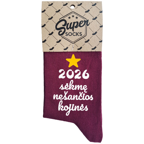 Moteriškos kojinės "2026 metais sėkmę nešančios kojinės" Moteriškos kojinės "2026 metais sėkmę nešančios kojinės"