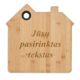 Namelio formos bambukinė pjaustymo lentelė su Jūsų pasirinktu tekstu