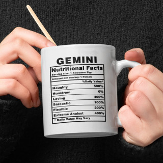 Puodelis "Gemini Nutrition Facts"