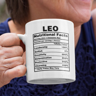 Puodelis "Leo Nutrition Facts"