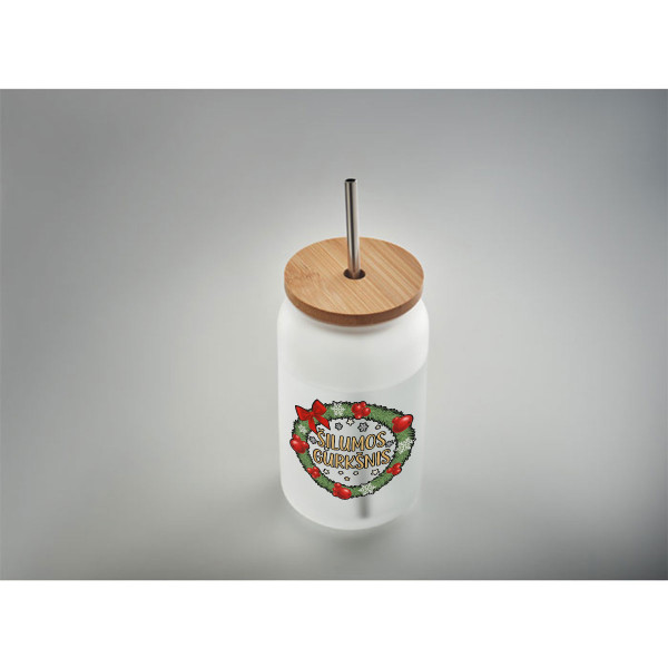 Stiklainis gėrimams su metaliniu šiaudeliu "Šilumos gurkšnis", 400ml