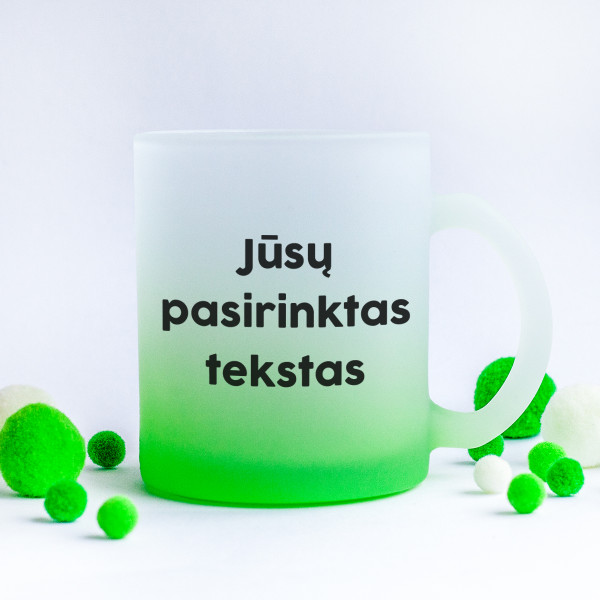 Stiklinis matinis puodelis su Jūsų pasirinktu tekstu