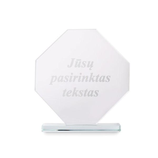 Stiklinis trofėjus dovanų dėžutėje "RUMBO" su Jūsų pasirinktu tekstu Stiklinis trofėjus dovanų dėžutėje "RUMBO" su Jūsų pasirinktu tekstu