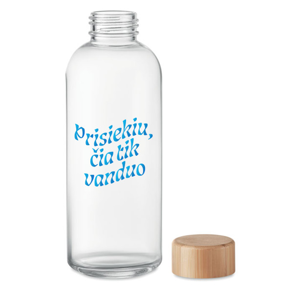 Stiklinis vandens butelis "Prisiekiu, čia tik vanduo" (650ml) Stiklinis vandens butelis "Prisiekiu, čia tik vanduo" (650ml)
