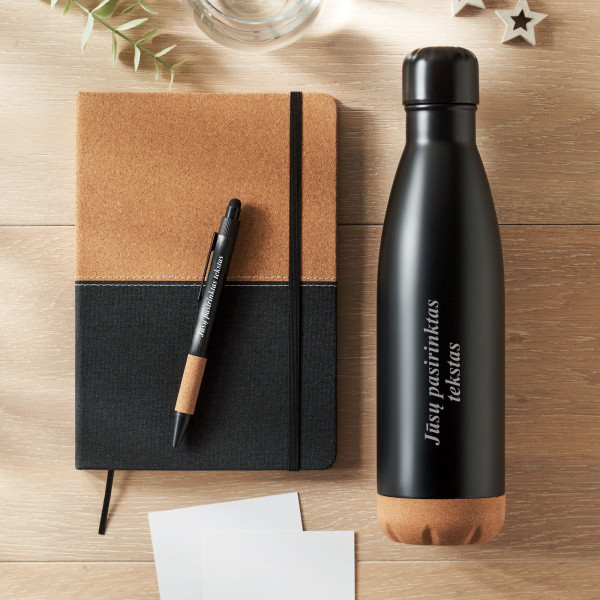 Tvarus dovanų rinkinys "ECO Black" su Jūsų pasirinktu tekstu