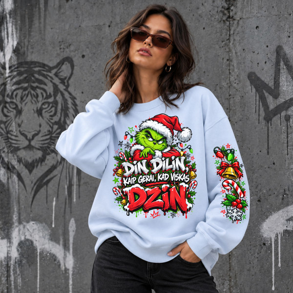 Unisex pastelinis džemperis "Din dilin, viskas dzin"