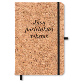 Užrašų knygelė kamštiniu viršeliu su Jūsų pasirinktu tekstu (A5)
