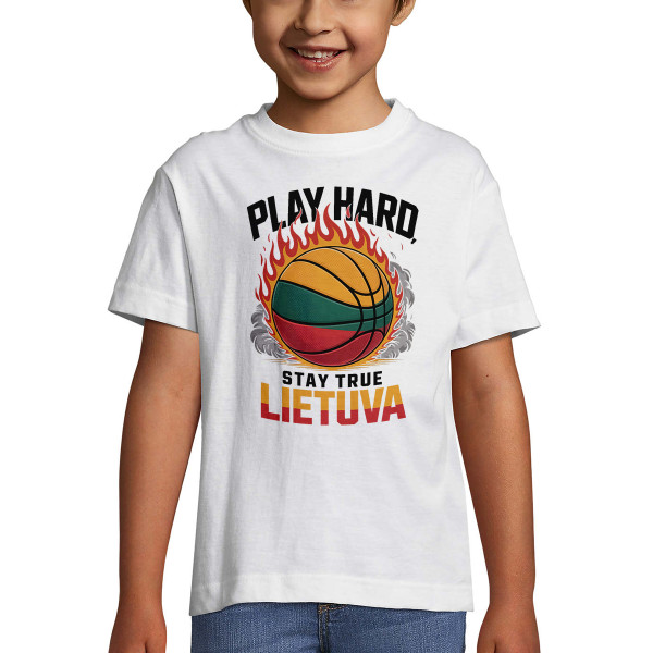 Vaikiški marškinėliai "Lietuva: play hard, stay true" Vaikiški marškinėliai "Lietuva: play hard, stay true"