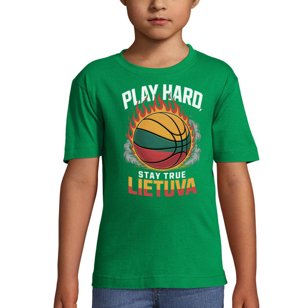 Vaikiški marškinėliai "Lietuva: play hard, stay true" Vaikiški marškinėliai "Lietuva: play hard, stay true"