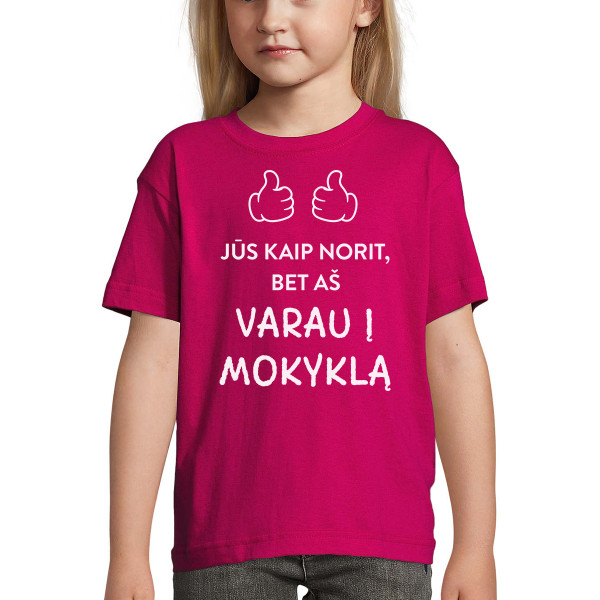 Vaikiški marškinėliai "Varau į mokyklą"