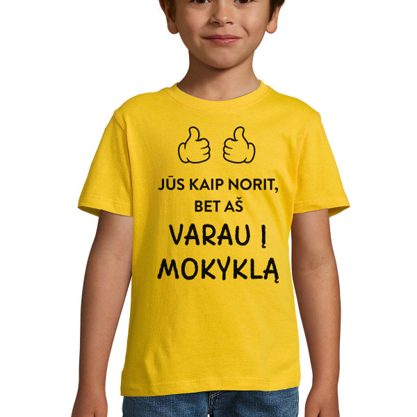 Vaikiški marškinėliai "Varau į mokyklą"