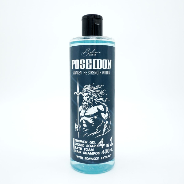 Vyriškas dušo gelis, šampūnas, putos ir muilas 4in1 "Poseidon" (400ml) Vyriškas dušo gelis, šampūnas, putos ir muilas 4in1 "Poseidon" (400ml)