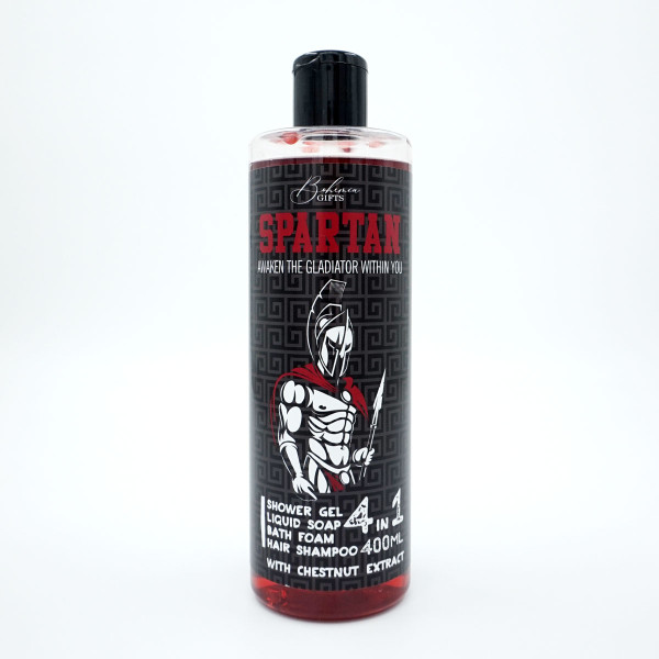 Vyriškas dušo gelis, šampūnas, putos ir muilas 4in1 "Spartan" (400ml) Vyriškas dušo gelis, šampūnas, putos ir muilas 4in1 "Spartan" (400ml)