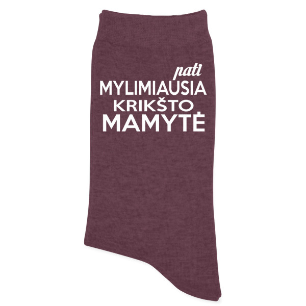 Moteriškos kojinės "Pati mylimiausia Krikšto Mamytė"