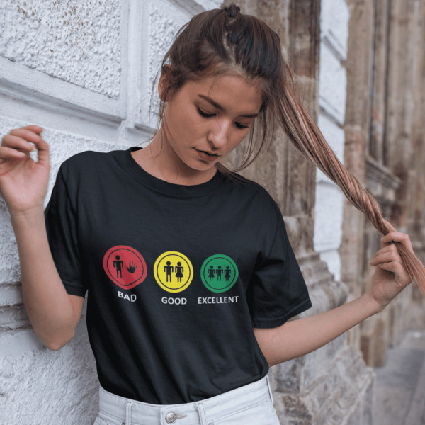 Moteriški marškinėliai "Bad Good Excelent" Moteriški marškinėliai "Bad Good Excelent"